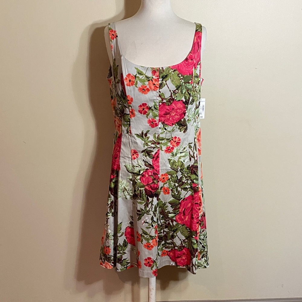 Jones Studio Floral Midi Dress in Pink and Green